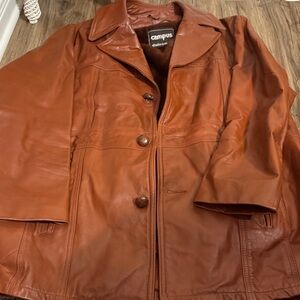 Campus Men's Tan Leather Jacket